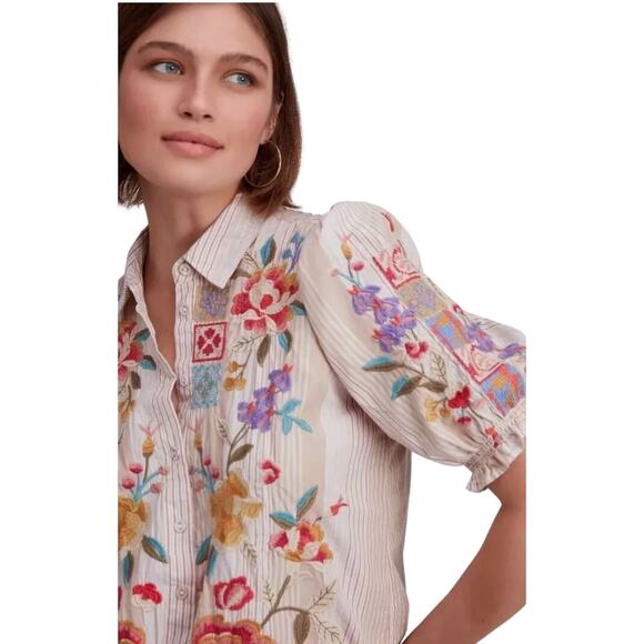 Johnny Was PETUNIA SMOCKED LISBON FLORAL BOHO EMBROIDERY XS - Picture 1 of 10